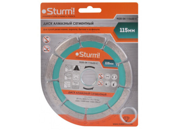 Алмазный диск сегментный 115х22.2 мм Sturm! 9020-04-115x22-C