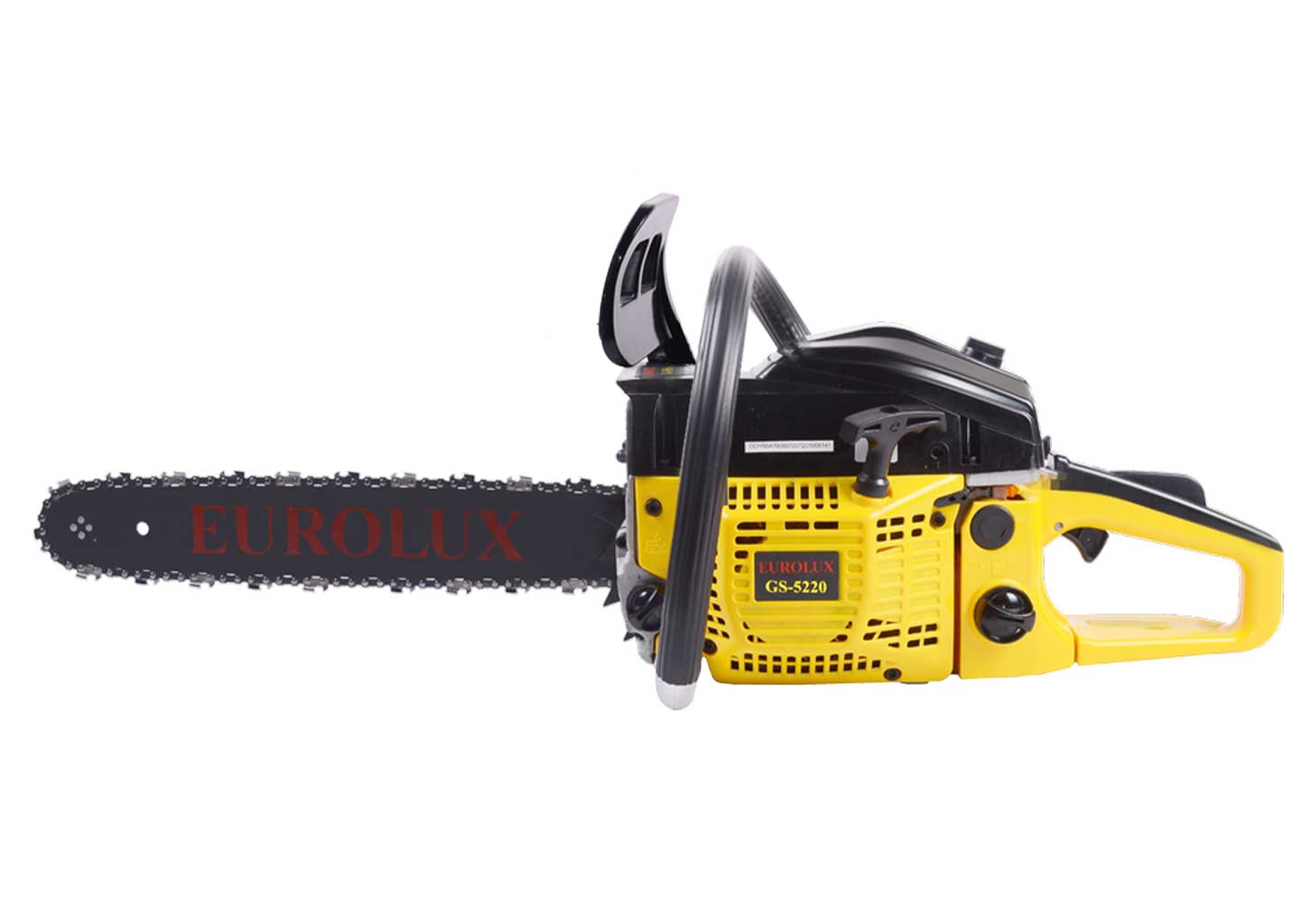 Бензопила Eurolux GS-5220 бензопила Eurolux GS-5220 с двигателем 52 см³ и шиной 20 дюймов