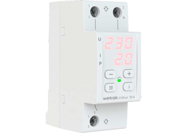 Реле напряжения с контролем тока welrok VI-50 red