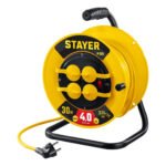 Силовой удлинитель на катушке STAYER  М-325 ПВС 3х2.5 30м 4000Вт IP44