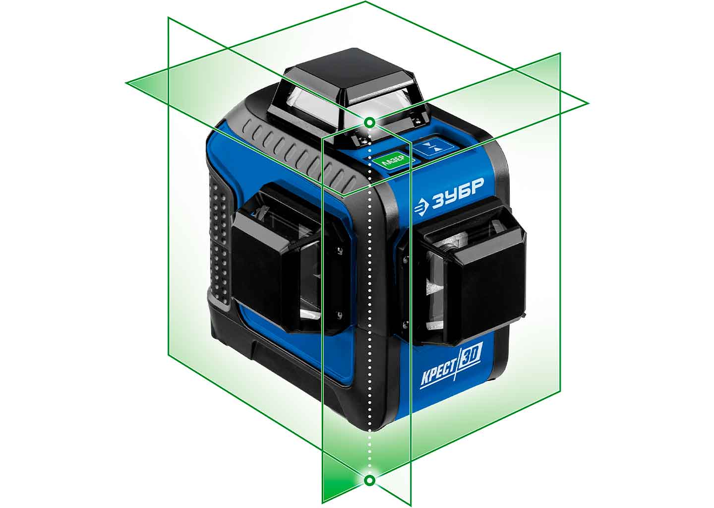 Лазерный нивелир зеленый ЗУБР КРЕСТ 3D Профессионал