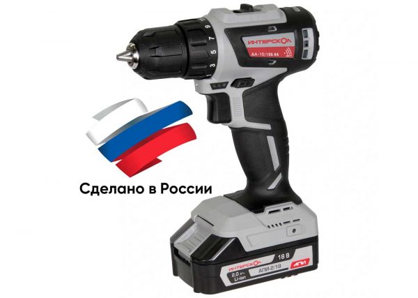 Аккумуляторная дрель-шуруповёрт Интерскол ДА-10/18В 44 МиниМАКС с двумя батареями