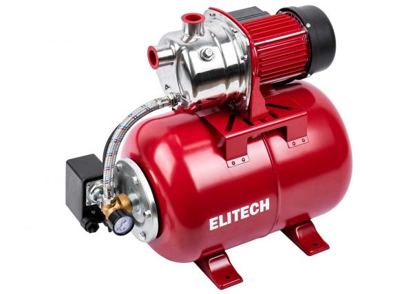 Насосная станция Elitech САВ 1000Н/24 с баком 24 л для автономного водоснабжения