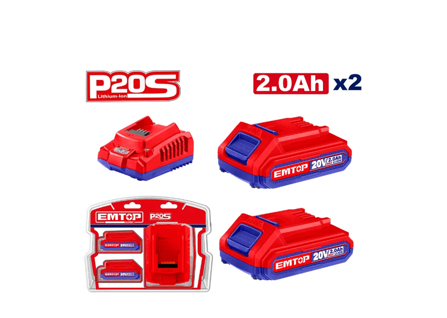 Набор аккумуляторных батарей и зарядное устройство P20S EMTOP ELBCPK1222
