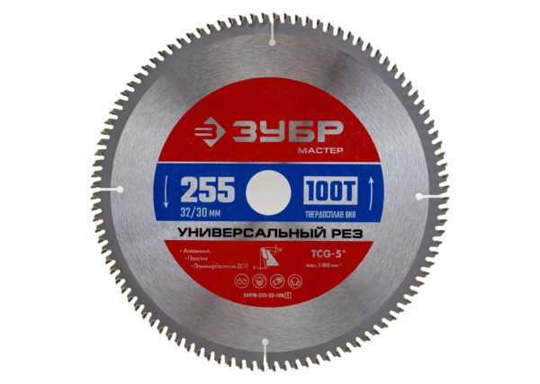 Пильный диск по алюминию ЗУБР 255 x 32/30 мм, 100Т 36916-255-32-100