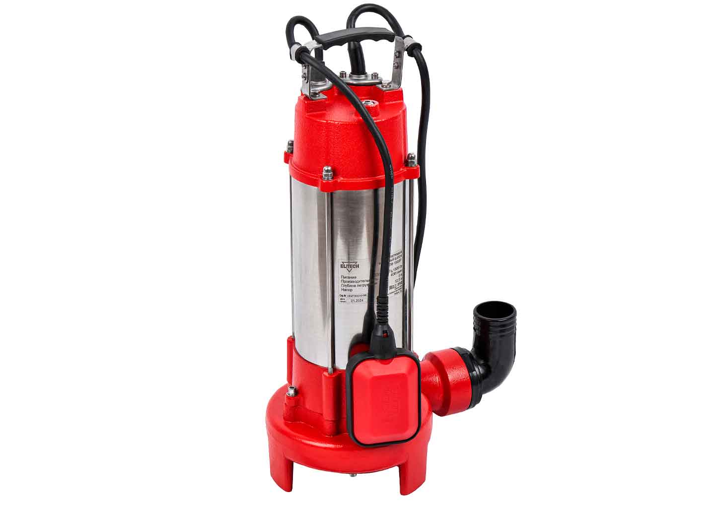 Насос погружной фекальный ELITECH 1500Р 205640 фекальный насос ELITECH 205640 для откачки грязной воды