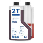 Масло 2-х тактное полусинтетическое USE API TC с дозатором, 1 л для бензопил и газонокосилок