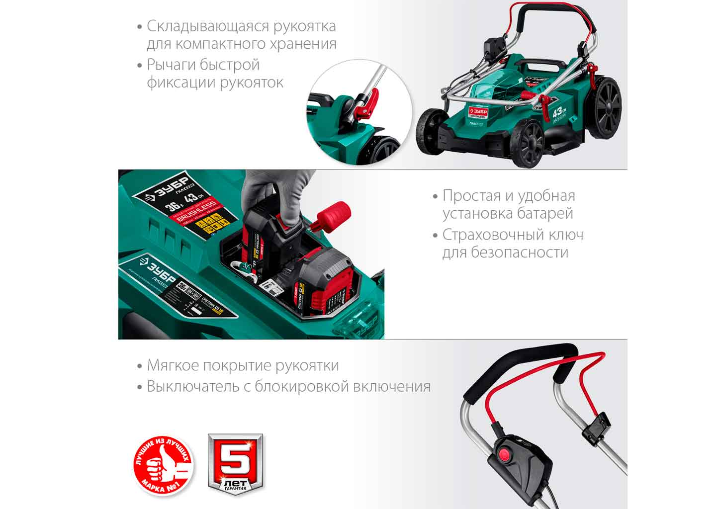 Аккумуляторная газонокосилка ЗУБР ГКЛ-4336 36 В 43 см без АКБ Аккумуляторная газонокосилка ЗУБР ГКЛ-4336 36 В 43 см без АКБ — изображение 10