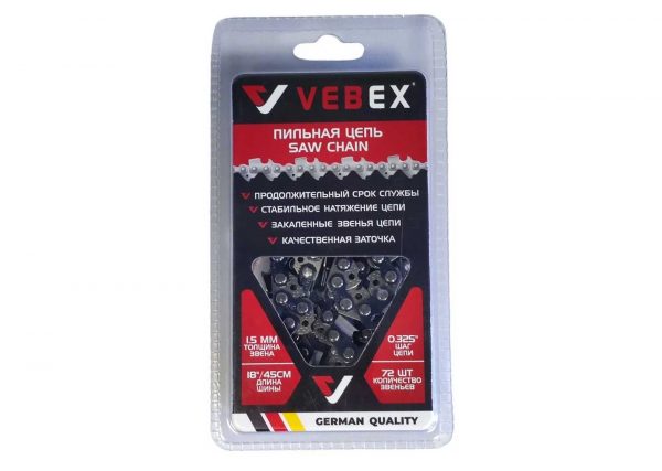 Пильная цепь VEBEX 0.325" x 1.5 x 72 звена в упаковке
