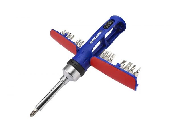 Реверсивная отвёртка WORKPRO WP221061 с трещоткой и битами