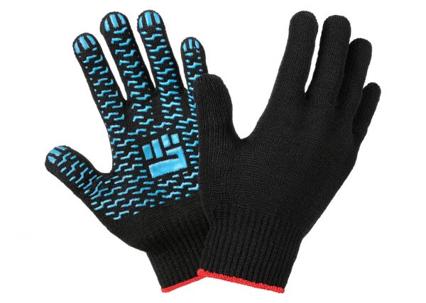 Перчатки рабочие х/б с ПВХ, черные, XL, 10 класс, модель 4-10-СР-ЧЕР-(XL)