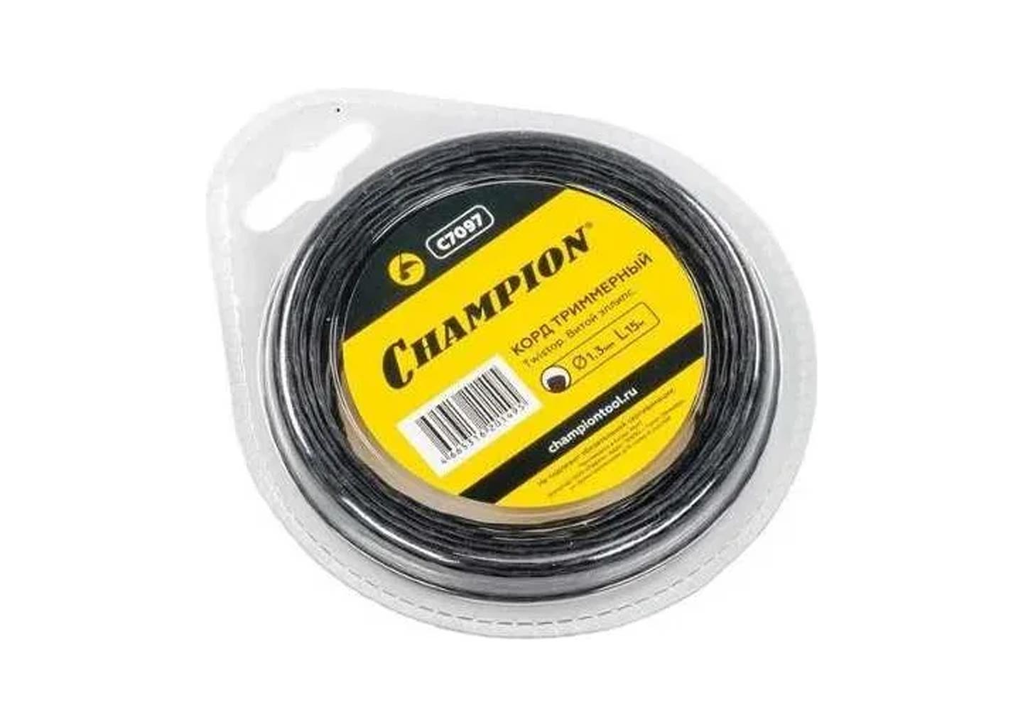 Корд триммерный CHAMPION Ellipse Twist 1.3 мм, 15 м (витой эллипс) C7097 Корд CHAMPION Ellipse Twist 1.3 мм, витая леска 15 м
