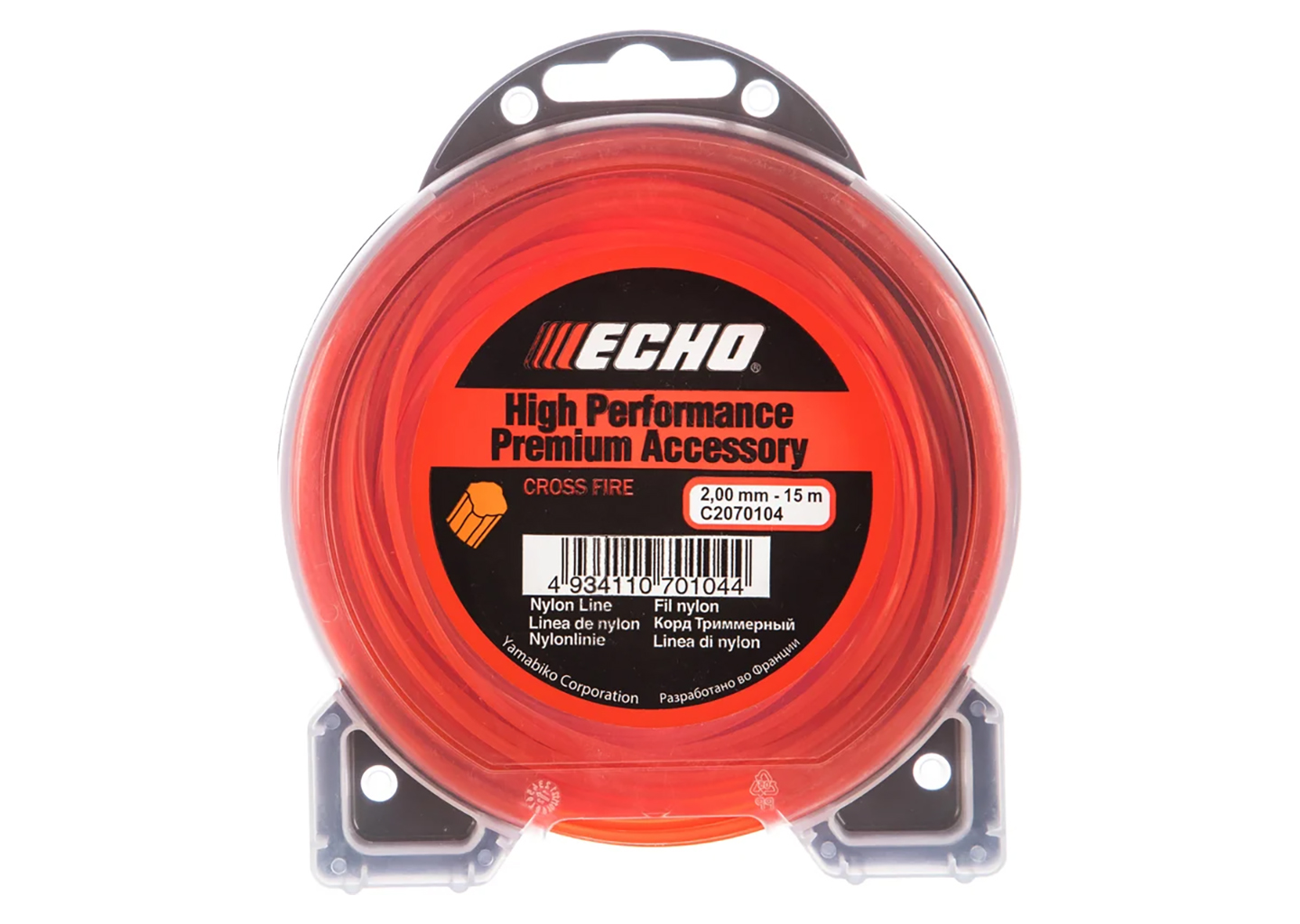 Корд триммерный Cross Fire Line ECHO C2070104 Триммерная леска ECHO C2070104 с крестовым сечением, 2 мм, 15 м