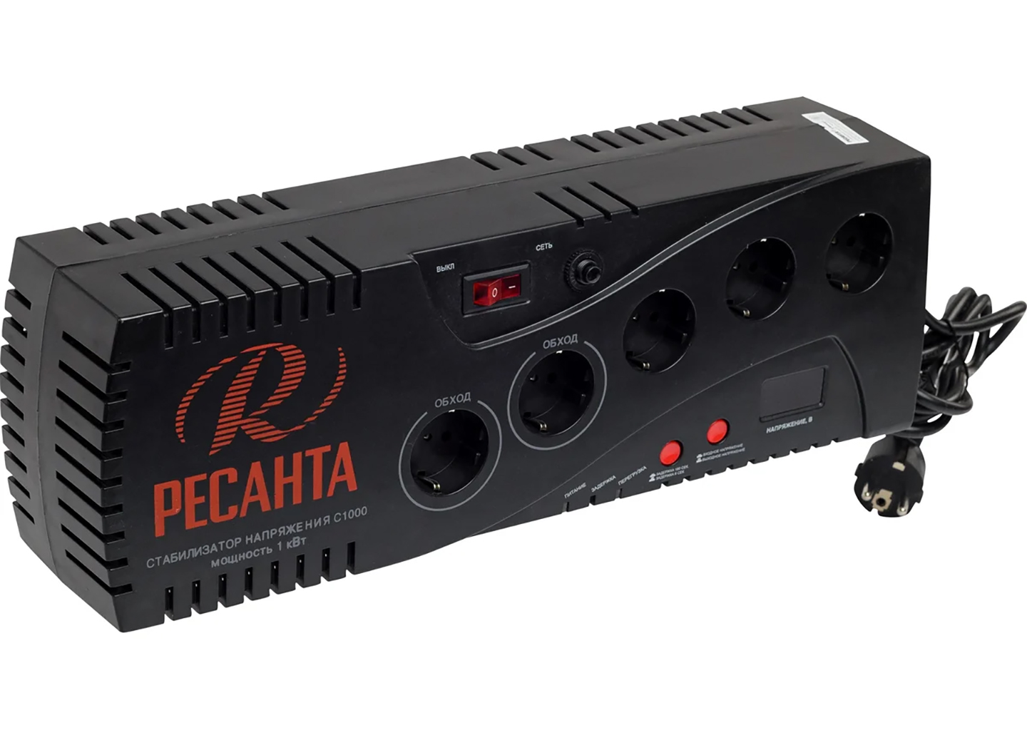 Стабилизатор напряжения Ресанта С1000 релейного типа для защиты электроприборов