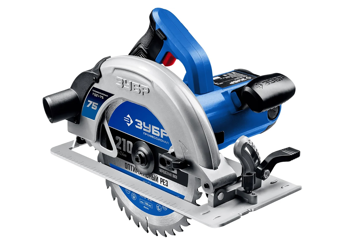 Циркулярная пила (дисковая) ЗУБР ПДП-75 Circulating circular saw ZUBR PDP‑75 on workshop background