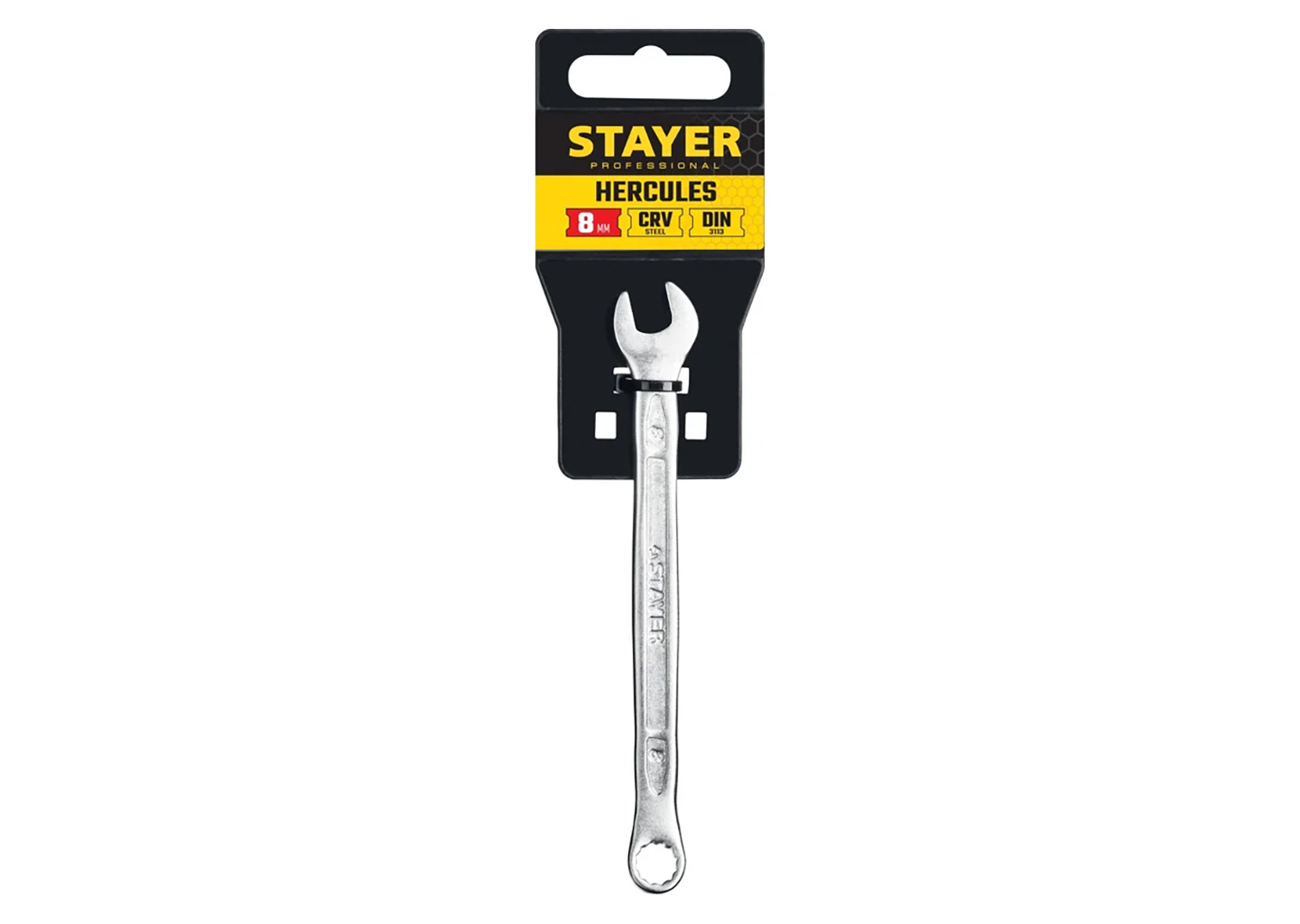 комбинированный гаечный ключ 8 мм Stayer HERCULES Professional 27081‑08 на белом фоне