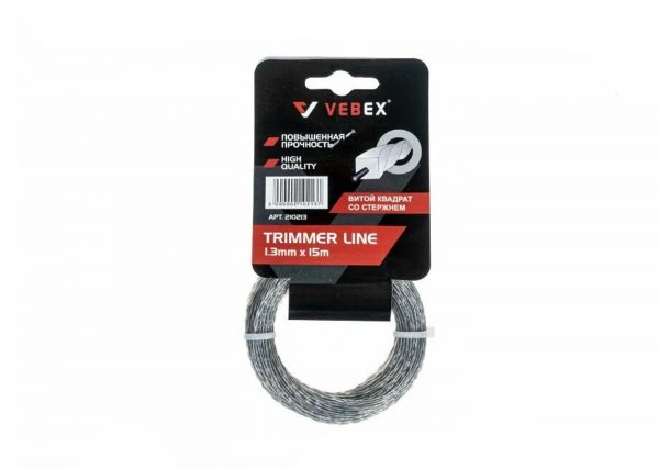 Леска VEBEX 210213 витая квадратная с армирующим стержнем для триммера