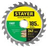 Диск пильный STAYER Fast 185 мм с 24 зубьями для дерева