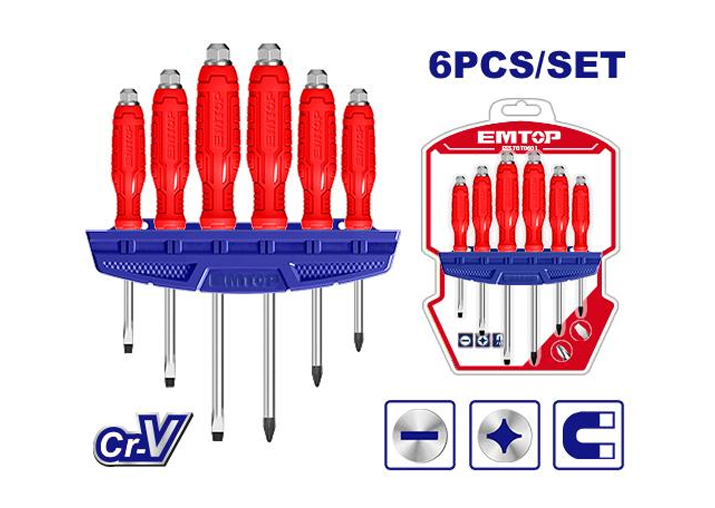 Набор ударных отвëрток EMTOP ESSTGT0601 Набор ударных отверток EMTOP ESSTGT0601, 6 предметов