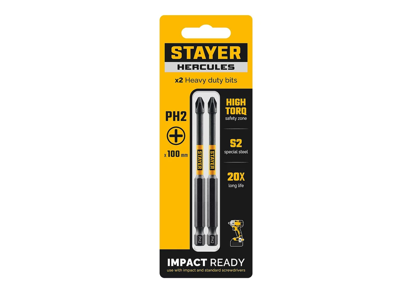 Торсионные биты STAYER HERCULES PH2 26231-2-100-2, комплект 2 шт