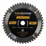 Пильный диск Hanskonner H9025-190-20/16-48 по дереву 190 мм