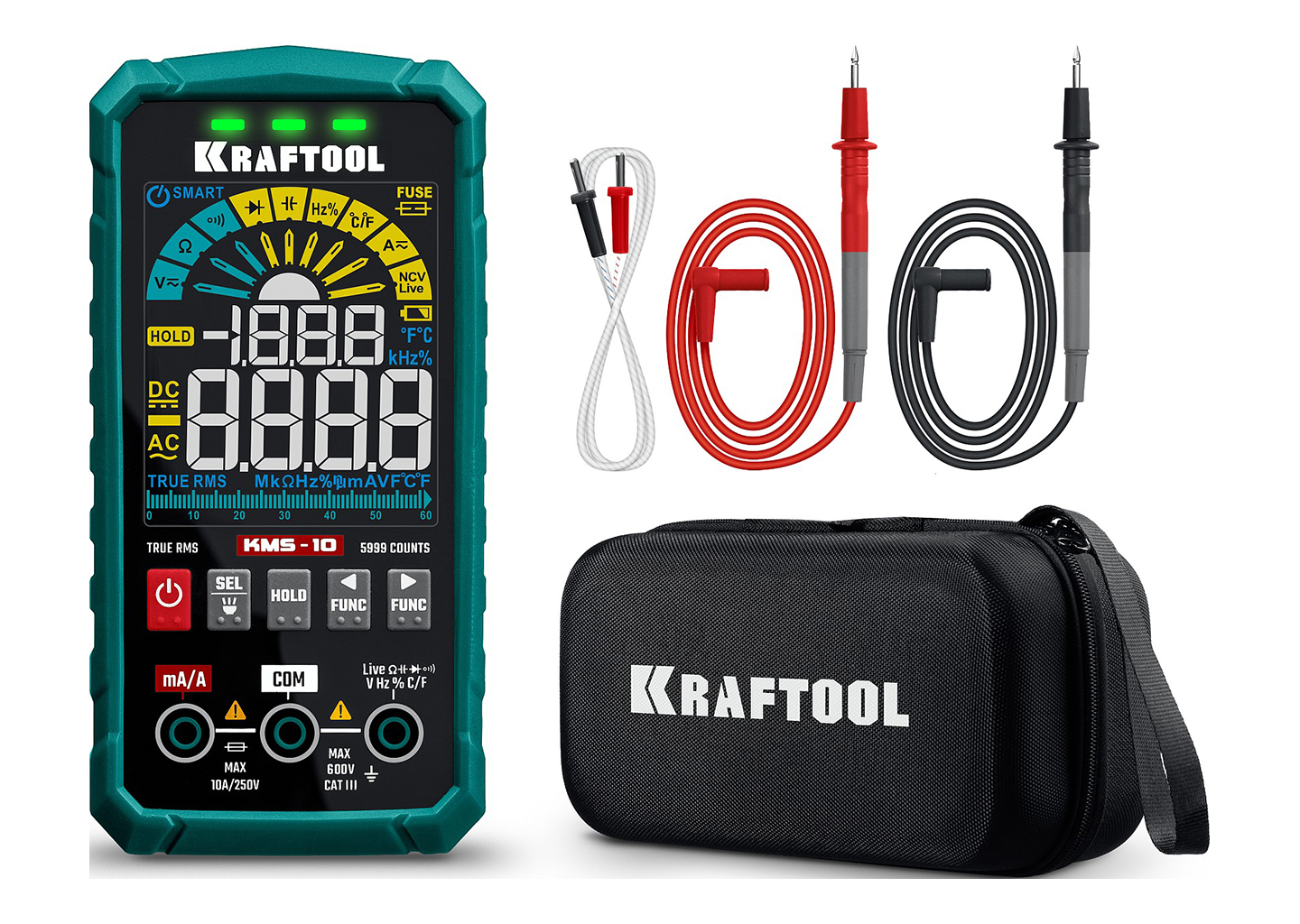 Смарт-мультиметр KRAFTOOL KMS-10 59872 с ЖК-дисплеем и функцией NCV