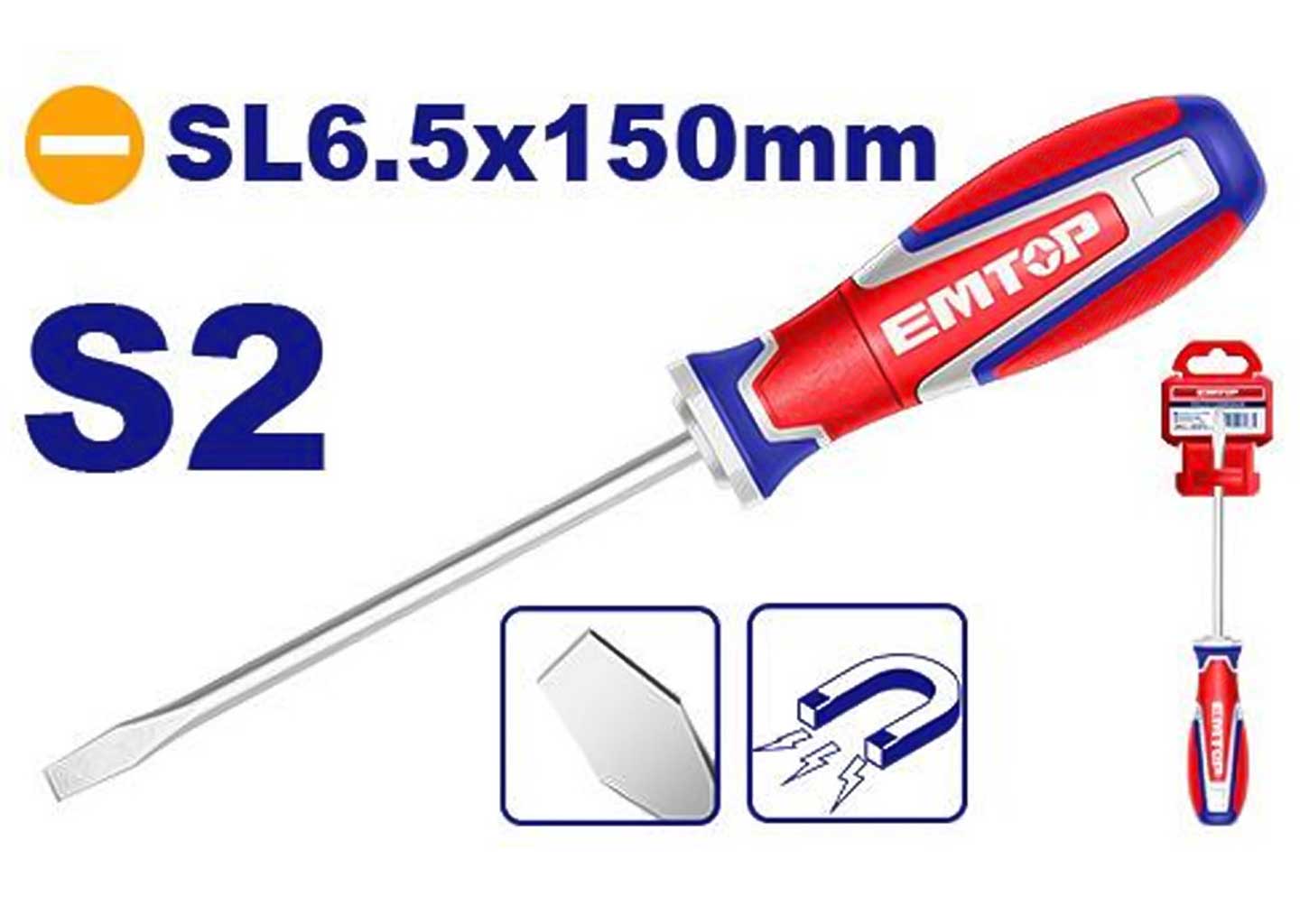 Прямая отвертка EMTOP ESDSL6150 с круглым хвостовиком