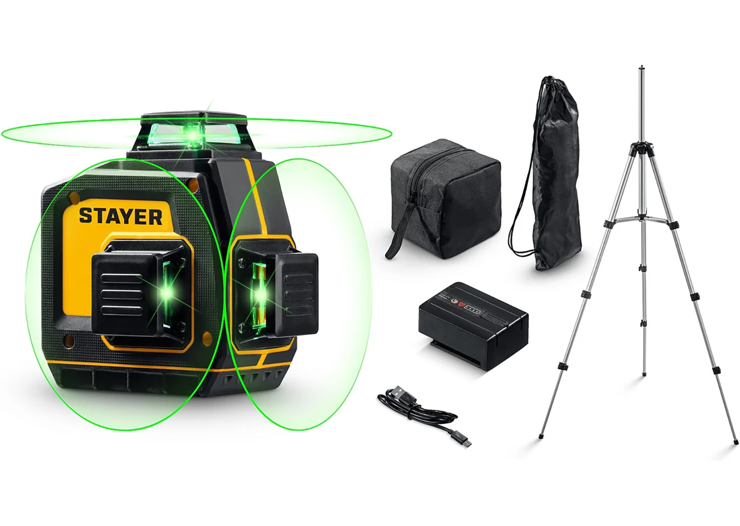 Зеленый лазерный нивелир STAYER SL-3D #3 с комплектным штативом