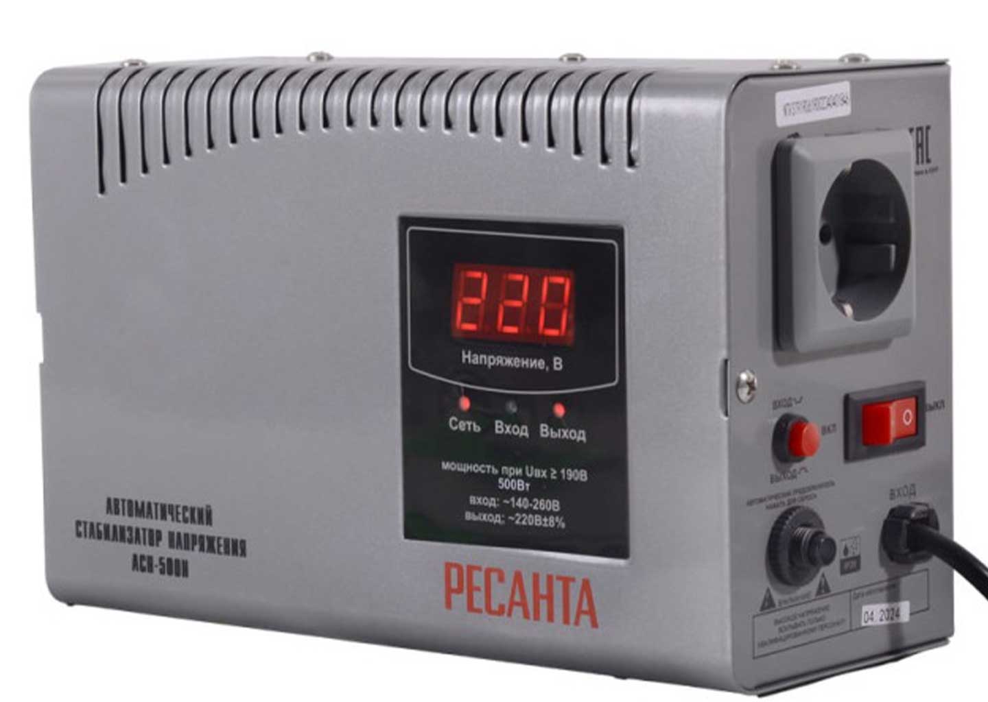 Стабилизатор напряжения Ресанта АСН-500 Н релейный стабилизатор напряжения Ресанта АСН-500 Н с LED-дисплеем