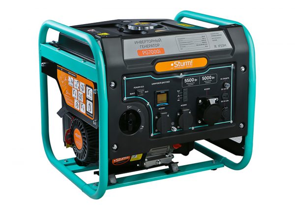Инверторный бензогенератор Sturm PG7000i с розетками и дисплеем