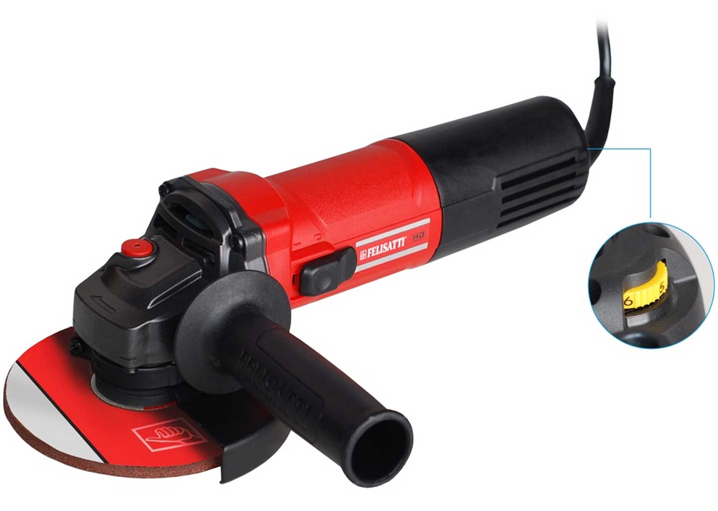 угловая шлифмашина FELISATTI 125/900Э FT8210 с диском 125 мм