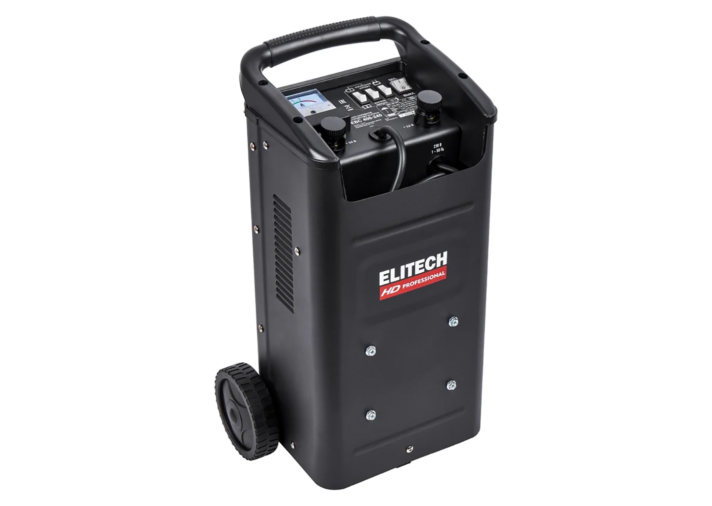 Пуско-зарядное устройство ELITECH HD EBC 400/240, 12/24 В, 240 А — вид спереди