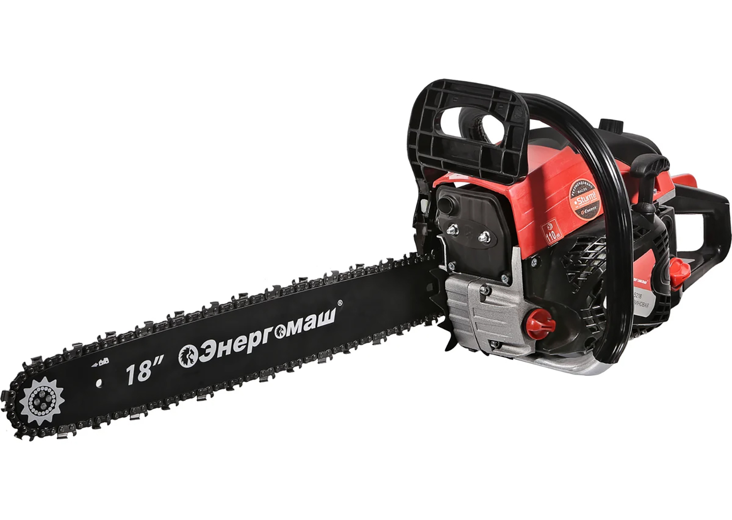 Бензопила Энергомаш БП-5218, шина 18″, 52 см³ — вид сбоку