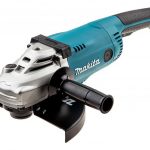 Угловая шлифмашина Makita GA 9020 SF, диск 230 мм, 2200 Вт, вид с боковой рукояткой и суперфланцем
