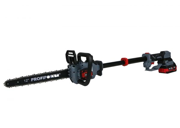Пила цепная аккумуляторная PROFIPOWER PL-12 с телескопической штангой, 12″ (30 см), 20 В, 2×4 А·ч