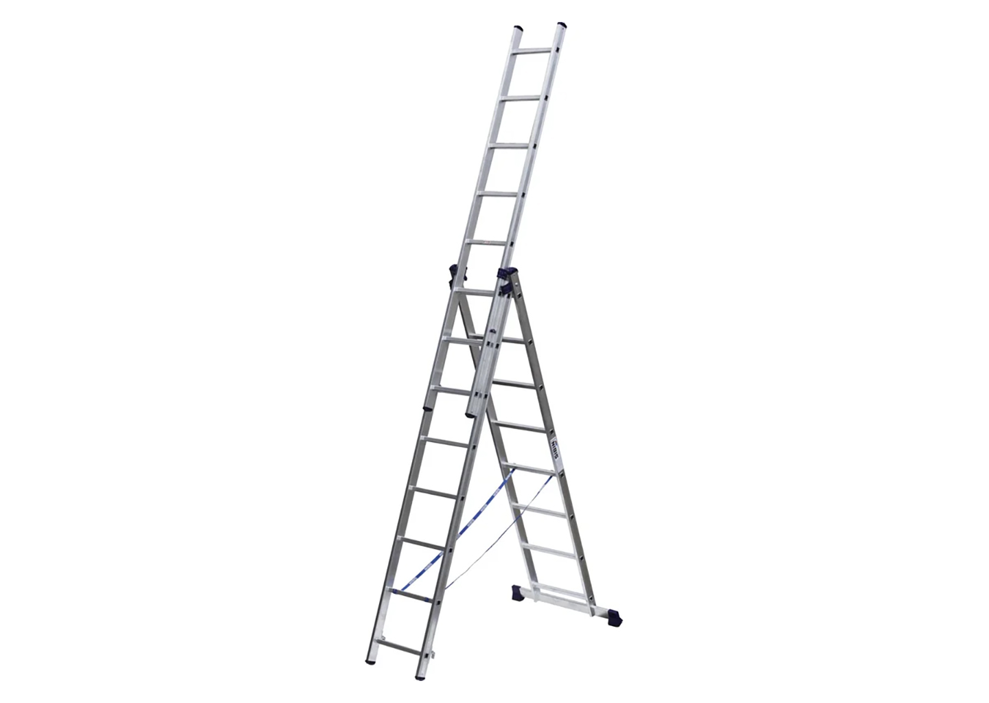 Трехсекционная алюминиевая лестница СИБИН 38833-08 3×8 со стабилизатором, рабочая высота 5,89 м