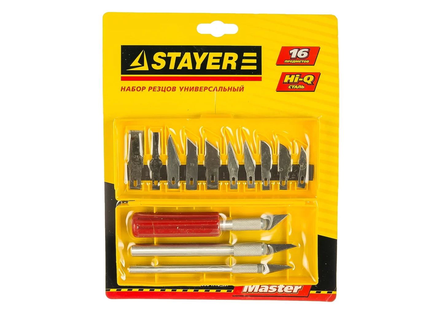 Набор резцов STAYER 1830-H16_z01, 16 шт, пластиковый кейс, 3 рукоятки и 13 насадок