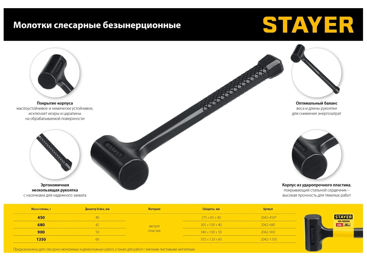 Цельнолитой безынерционный слесарный молоток STAYER 2042-1350 Цельнолитой безынерционный слесарный молоток STAYER 2042-1350 — изображение 2