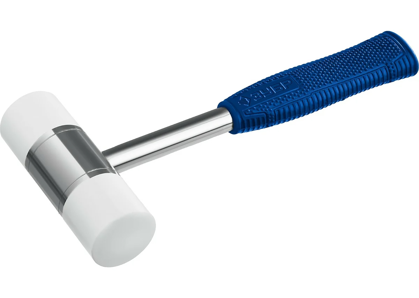 Молоток-киянка ЗУБР 2041-50, боёк 50 мм, белые полимерные бойки, обрезиненная стальная рукоять