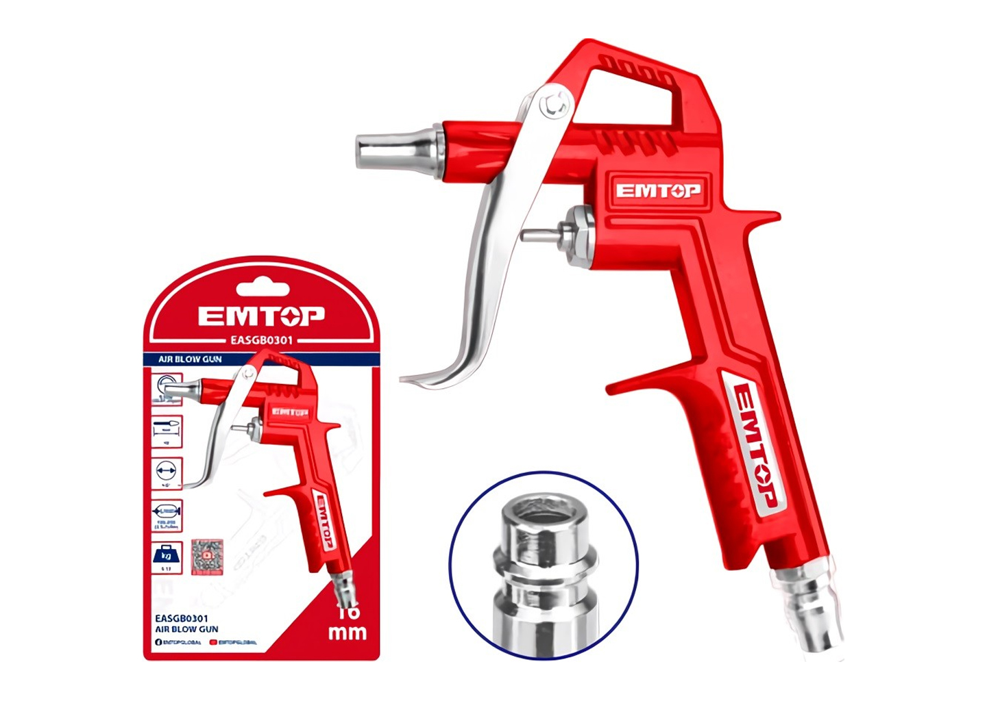 Пистолет продувочный EMTOP EASGB0301, диаметр соединения 16 мм