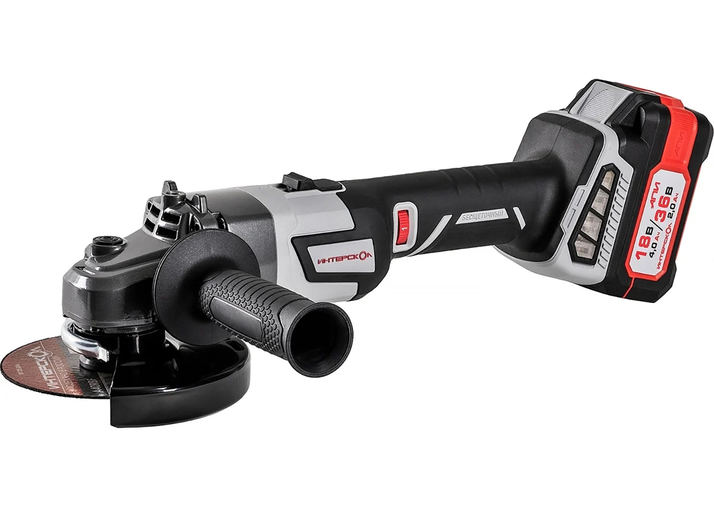 Аккумуляторная углошлифмашина ИНТЕРСКОЛ УШМ-125/36ММ 36В диск 125 мм