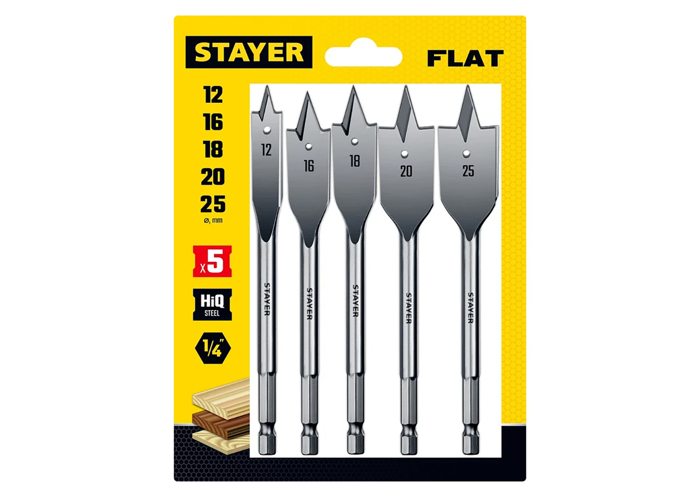 Набор перовых сверл по дереву STAYER Flat 2950-H5 Набор перовых сверл по дереву STAYER Flat 2950-H5 — изображение 3