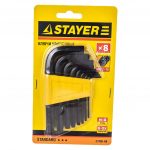 Набор имбусовых ключей STAYER STANDARD 27405-H8, 2–10 мм, Cr-V, оксидирование, в пластиковом держателе