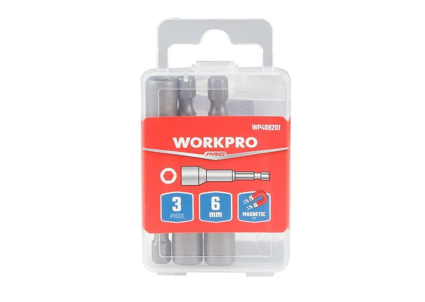 Головки магнитные WORKPRO WP408203 8×65 мм, хвостовик 1/4″ HEX (3 шт)
