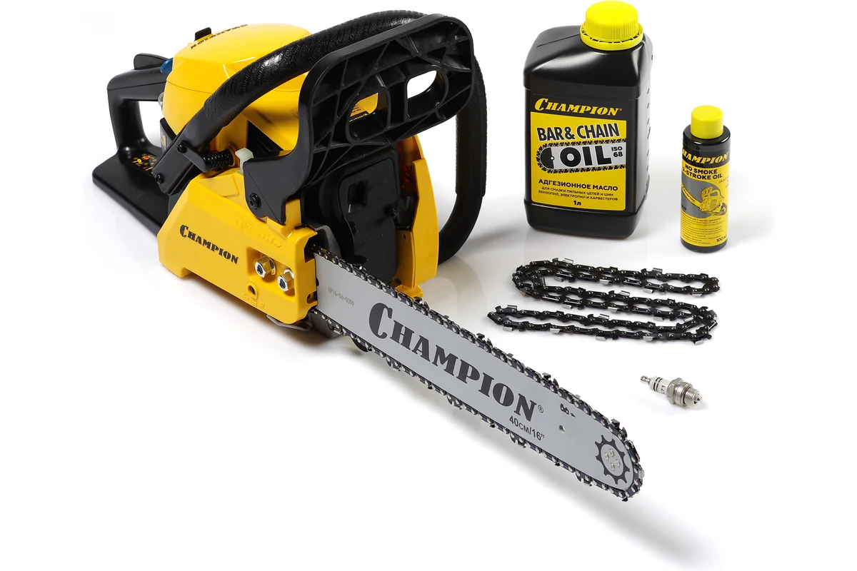 Бензопила CHAMPION 241 A241-16 16 дюймов с подарочным набором, шина 40 см, цепь 3/8 56 звеньев