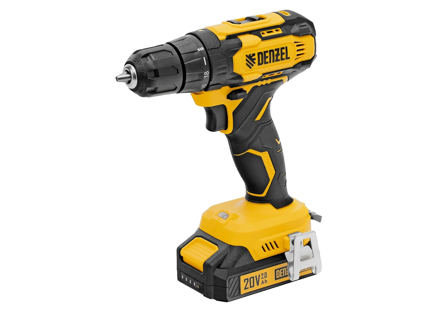 Аккумуляторная дрель-шуруповерт DENZEL CDQ-20 20В в кейсе с двумя АКБ