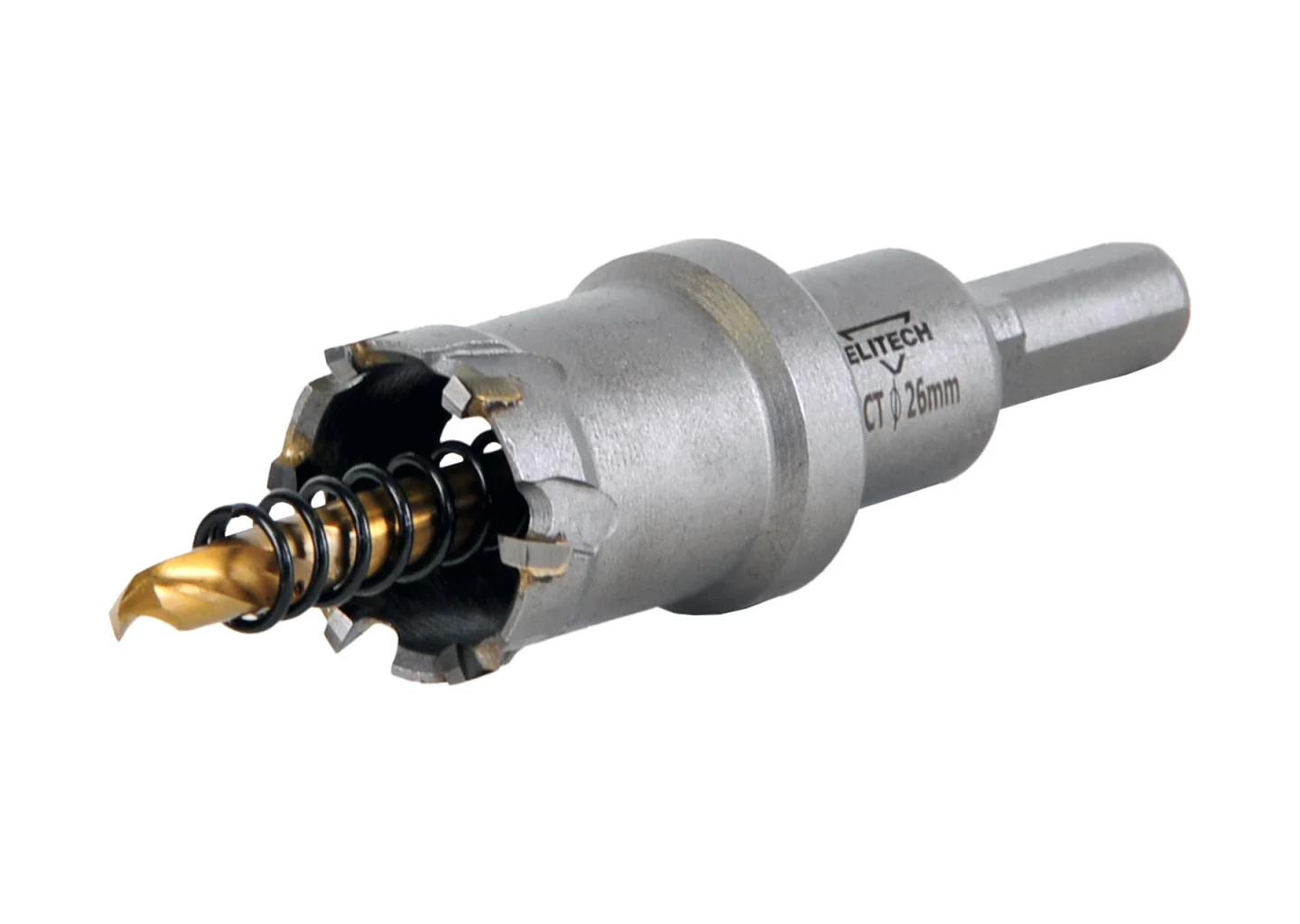 Коронка по металлу твердосплавная ELITECH 26 мм 1820.138500 с центрирующим сверлом