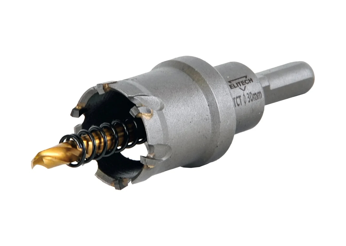 Коронка по металлу твердосплавная ELITECH 1820.138800 30 мм с центрирующим сверлом и держателем