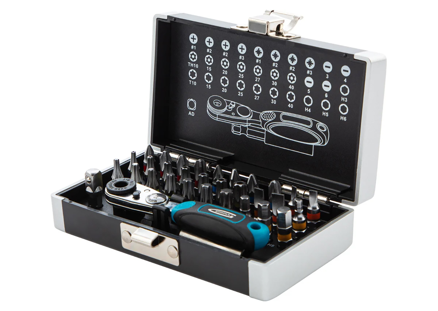 Набор бит Gross 11365 с трещоткой и кейсом, 33 предмета