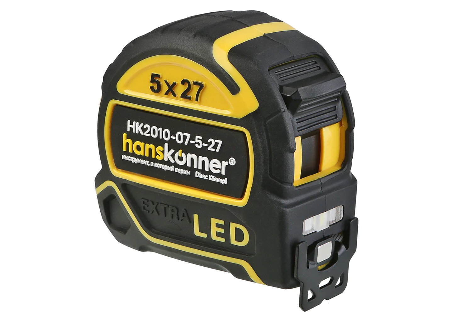 Рулетка Hanskonner HK2010-07-5-27 ExtraLED 5 м 27 мм с LED подсветкой и магнитным зацепом